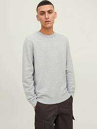 Svetlošedý rebrovaný basic sveter Jack & Jones Otto