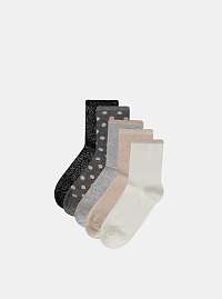 Tally Weijl sada piatich párov vzorovaných ponožek v čiernej, sivej, ružovej a krémovej farbe Goldy
