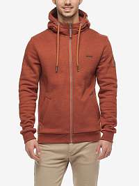 Tehlová pánska mikina na zips s kapucou Ragwear Nate Zip