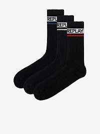Tenisové ponožky 2 Leg Logo 3Prs Card Wrap - Black/Logo Ass Colour Replay