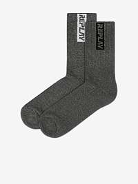 Tenisové ponožky Half Terry Leg Stripe&Logo 2Prs Banderole - D Grey Mel/D Grey Me Replay