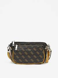 Tmavě hnědá vzorovaná crossbody kabelka Guess Arie