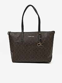 Tmavo hnedá dámska vzorovaná kabelka Calvin Klein