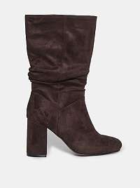 Tmavo hnedé čižmy v semišové úprave Dorothy Perkins