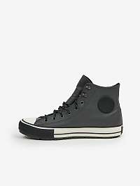 Tmavo šedé pánske členkové kožené tenisky Converse Chuck Taylor All Star Winter Waterproof