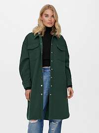 Tmavo zelená dlhá košeľová bunda ONLY Eleaine