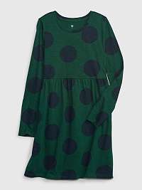Tmavo zelené dievčenské bodkované šaty GAP