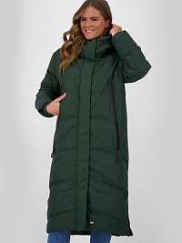 Tmavo zelený dámsky prešívaný zimný kabát s kapucňou Alife and Kickin