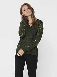 Tmavo zelený sveter Jacqueline de Yong Kristen