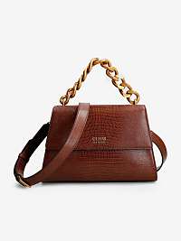 Tmavohnedá dámska malá crossbody kabelka s krokodýlím vzorom Guess