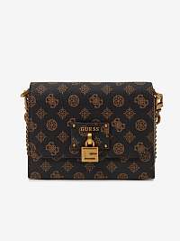 Tmavohnedá vzorovaná crossbody taška Guess Centre Stage