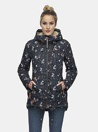 Tmavomodrá dámska kvetovaná zimná bunda Ragwear