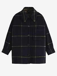 Tmavomodrá dámska vzorovaná košeľová bunda s prímesou vlny Scotch & Soda