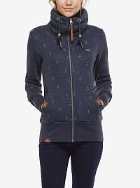 Tmavomodrá dámska vzorovaná mikina na zips Ragwear Rylie Marina Zip