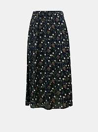 Tmavomodrá kvetovaná midi sukňa Pieces Skylar