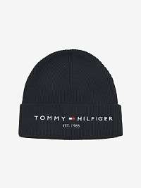 Tmavomodrá pánska rebrovaná čiapka s prímesou vlny Tommy Hilfiger Established Beanie
