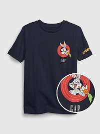 Tmavomodré chlapčenské organické tričko Looney Tunes GAP
