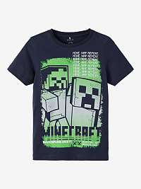 Tmavomodré chlapčenské tričko s názvom Mahan Minecraft