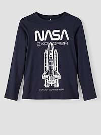 Tmavomodré chlapčenské vzorované tričko name it Nasa