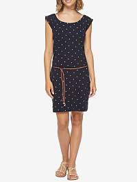 Tmavomodré dámske bodkované šaty so zaväzovaním Ragwear Tag Dots