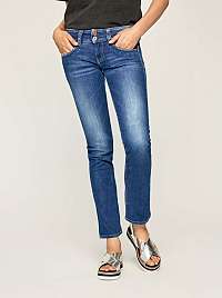 Tmavomodré dámske džínsy rovného strihu s vyšívaným efektom Pepe Jeans Gen