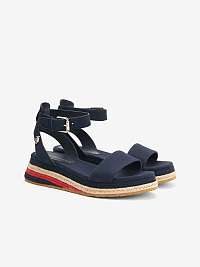 Tmavomodré dámske kožené sandále na platforme Tommy Hilfiger