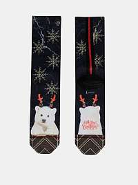 Tmavomodré dámske ponožky s vianočným motívom XPOOOS