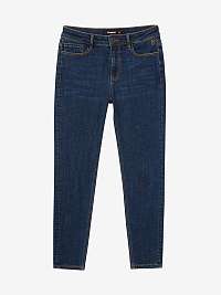 Tmavomodré dámske skrátené skinny fit džínsy Desigual Alba