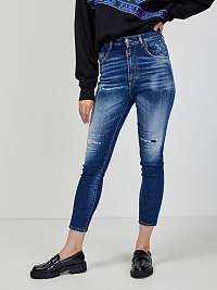 Tmavomodré dámske skrátené skinny fit džínsy DSQUARED2