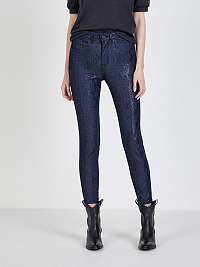 Tmavomodré dámske skrátené skinny fit rifle s hadím vzorom Salsa Jeans