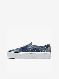 Tmavomodré dámske vzorované slip on tenisky na platforme VANS Asher Platform