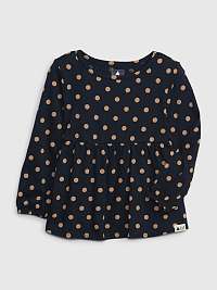 Tmavomodré dievčenské bodkované tričko GAP