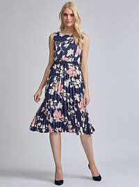 Tmavomodré kvetované plisované šaty Dorothy Perkins