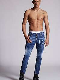 Tmavomodré pánse vzorované straight fit rifle DSQUARED2
