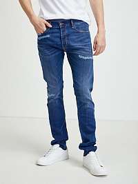 Tmavomodré pánske džínsy skinny fit s roztrhaným efektom Diesel Tepphar