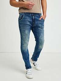 Tmavomodré pánske džínsy slim fit s vyšívaným efektom Diesel Krooley