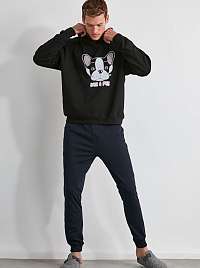 Tmavomodré pánske pyžamové nohavice Trendyol