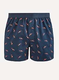 Tmavomodré pánske vzorované trenírky Celio Biencuit