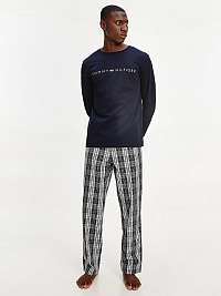 Tmavomodré pánske vzorované tričko na spanie Tommy Hilfiger