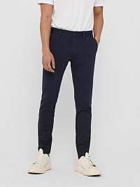 Tmavomodré pruhované chino nohavice ONLY & SONS Mark