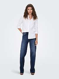 Tmavomodré široké džínsy s vyšívaným efektom ONLY Juicy