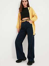Tmavomodré široké džínsy Trendyol