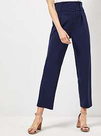 Tmavomodré skrátené nohavice s vysokým pásom Dorothy Perkins
