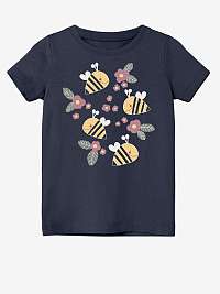 Tmavomodré vzorované dievčenské tričko s názvom Veen