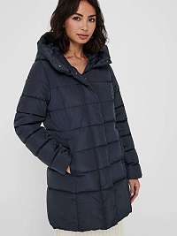 Tmavomodrý dámsky prešívaný zimný kabát s kapucňou ONLY New Lina