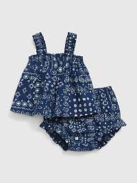 Tmavomodrý detský ľanový set top a šortky GAP baby