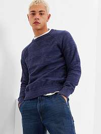Tmavomodrý pánsky hladký pletený sveter GAP