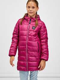 Tmavoružový dievčenský prešívaný kabát s kapucňou SAM 73 Nadine