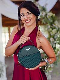 Tmavozelená dámska okrúhla crossbody kabelka VUCH Krystal