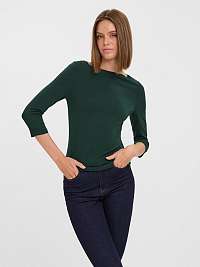 Tmavozelené basic tričko s 3/4 rukávom VERO MODA Panda